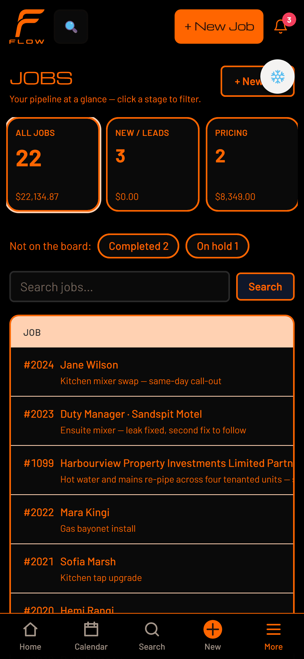 A job on a phone, on site
